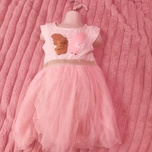 Zunie Pink Dress with Gold Sequin Butterfly